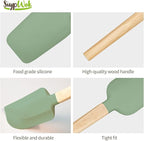 Silicone Spatula Set, Food Grade Rubber Spatula-4 Piece Nonstick Rubber Spatulas, Spoonula, Jar Scraper for Cooking, Baking, Mixing, Frosting - Heat Resistant Up to 600°F (4 Pcs Spatula Green)