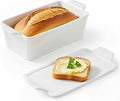 Ceramic Loaf Pan with Lid - 1.58 Qt Deep Bread Pan (10.94" x 5.23"), 2-in-1 Baking Dish for Homemade Bread Banana Bread Meatloaf, Oven Safe to 500°F, Dishwasher Freezer Safe, White