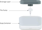 RUFCRIL Soap Pump Dispenser and Sponge Holder, 12oz / 350ml Dish Soap Dispenser for Kitchen,White