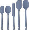 5 Pieces Silicone Spatula Set, Food Grade Rubber Spatula, Upgrade Strong Handle with Ergonomic Grip, Heat Resistant Up to 600°F for Nonstick Cookware, Cooking Blue