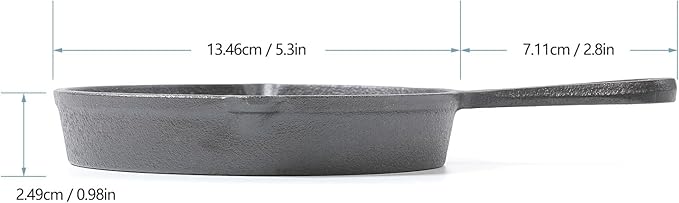 HAWOK Cast Iron Mini Skillet, Round Pan, Mini Server, DIA.5.3 inch, Black