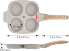 Egg Pan Egg Frying Pan, Fried Egg Pan Nonstick 4 Cups Pancake Pan Aluminium Alloy Cooker for Breakfast, Induction Compatible (White)