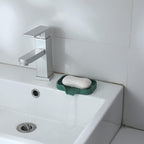 MicoYang Silicone Bathroom Soap Dishes with Drain Spout-Bathroom and Kitchen Sink Organizer,Sponge Holder,Dish Soap Tray,Perfect for Dispenser,Scrubber,Bottle,Cup on Sink or Counter-Green 4.9"×3.2"