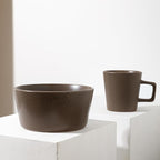 Stone Lain Celina Stoneware 16-Piece Modern Dinnerware Set, Plates and Bowls, Matte Brown, Service For 4, Microwave & Dishwasher Safe