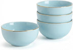 Cereal Bowls, 24 oz Ceramic Bowls Set of 4, Stoneware Bowl Set for Salad, Kitchen, Soup, Dessert, Ramen, Dishwasher and Microwave Safe, Skyblue