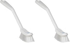 Vikan - Fine Dish Brush - Heavy-Duty, Narrow, Slip-Resistant Cleaning Brush, Polypropylene, Polyester Bristle, 11 Inch, White, (42875) (Pack of 2)