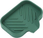 MicoYang Silicone Bathroom Soap Dishes with Drain Spout-Bathroom and Kitchen Sink Organizer,Sponge Holder,Dish Soap Tray,Perfect for Dispenser,Scrubber,Bottle,Cup on Sink or Counter-Green 4.9"×3.2"