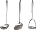 18/10 Stainless Steel Cooking Utensils Set, 3 PCS Long Large Metal Cooking Utensil Tools Set, Mirror Polished Kitchen Gadget Cookware and Kitchen Tool Set, Dishwasher Safe