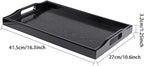 MDLUU Plastic Serving Tray, Ottoman Tray with Cutout Handles, Rectangle Butler Tray for Breakfast in Bed, Coffee Table Decor, Party (Black)