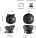 Nihow Elevated Cat/Dog Bowls Set : 5 Inch Ceramic Raised Cat Food and Water Bowl Set for Protecting Pet's Spine - Feeding & Watering Supplies for Pets- Matte Black (2PC)