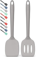 Coukre 2 Pack Silicone Spatula Set, High Heat Resistant, BPA Free Kitchen Spatula, Solid & Slotted Turner for Non-Stick Pans, Sautéing, and Flipping(2, PureGray)