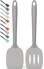 Coukre 2 Pack Silicone Spatula Set, High Heat Resistant, BPA Free Kitchen Spatula, Solid & Slotted Turner for Non-Stick Pans, Sautéing, and Flipping(2, PureGray)