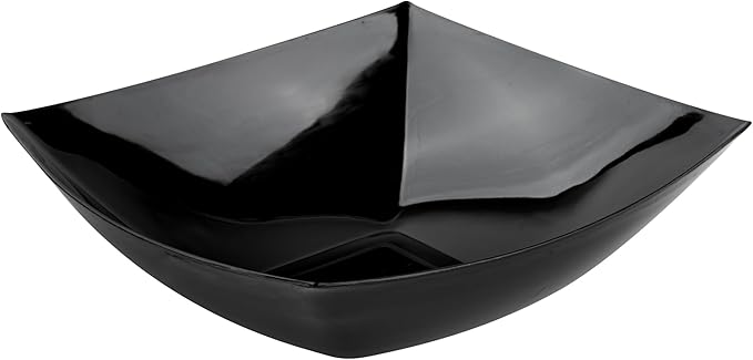 Restaurantware Moderna 64 Ounce Fancy Plastic Bowls 10 Square Disposable Salad Bowls - Durable Heavy-duty Black Plastic Bowls For Warm And Cold Foods