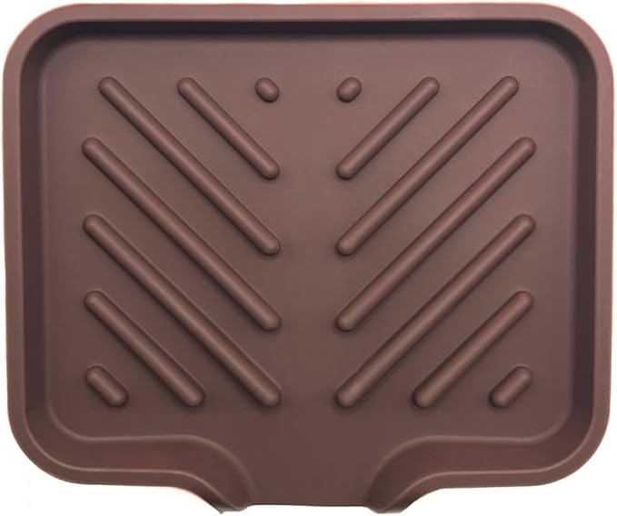 Happitasa Silicone Soap Dish Tray and Sponge Holder with Drain Chute and Feet | 3-Way Sloped Design | Bathroom and Kitchen Sink Organizer Caddy (Dark Chocolate, 5"x4", 3.5 Ounces)