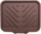 Happitasa Silicone Soap Dish Tray and Sponge Holder with Drain Chute and Feet | 3-Way Sloped Design | Bathroom and Kitchen Sink Organizer Caddy (Dark Chocolate, 5"x4", 3.5 Ounces)