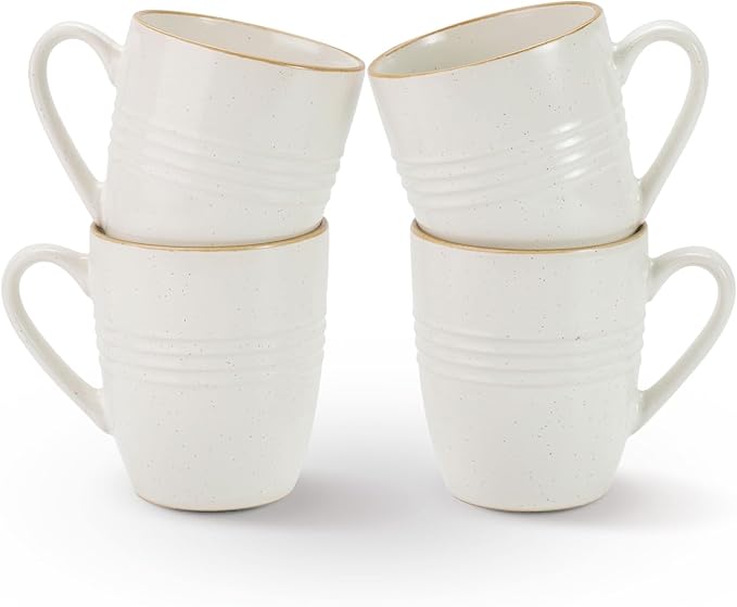 famiware Jupiter Coffee Mugs Set of 4, 13 oz Coffee Mug, Microwave and Dishwasher Safe, Coffee Cups with Handle for Coffee, Tea, Cocoa, Milk, White