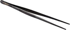 O'Creme 10 Inch Black Precision Stainless Steel Kitchen Tweezer Tongs with Serrated Tips for Gripping