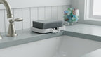 Happitasa Silicone Soap Dish Tray and Sponge Holder with Drain Chute and Feet | 3-Way Sloped Design | Bathroom and Kitchen Sink Organizer Caddy (White, 5"x4", 3.5 Ounces)