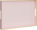 MAONAME Pink Serving Tray with Handles, Rectangular Decorative Tray, Modern Coffee Table Trays, Plastic Ottoman Trays for Bathroom, Decor, 15.7” x 11.8” x 1.57"