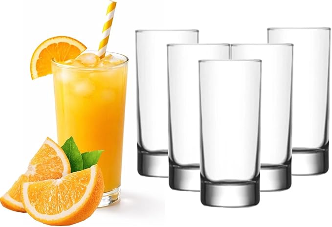 BOHEM'S Small Juice Glasses, Mini Clear Glass Cups Tumblers, Drinking Glassware for Orange Juice, Water, Milk, Coffee, Perfect for Tasting and Small Portions, Set of 6, (6.4 oz)