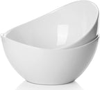 Samsle Porcelain Large Serving Bowl Set (9 inch),48 Oz Big Salad bowls, Large Serving Dishes for Entertaining, Party Dinner,Side Dishes, Oval Shape, Microwave & Dishwasher Safe,Set of 2, White