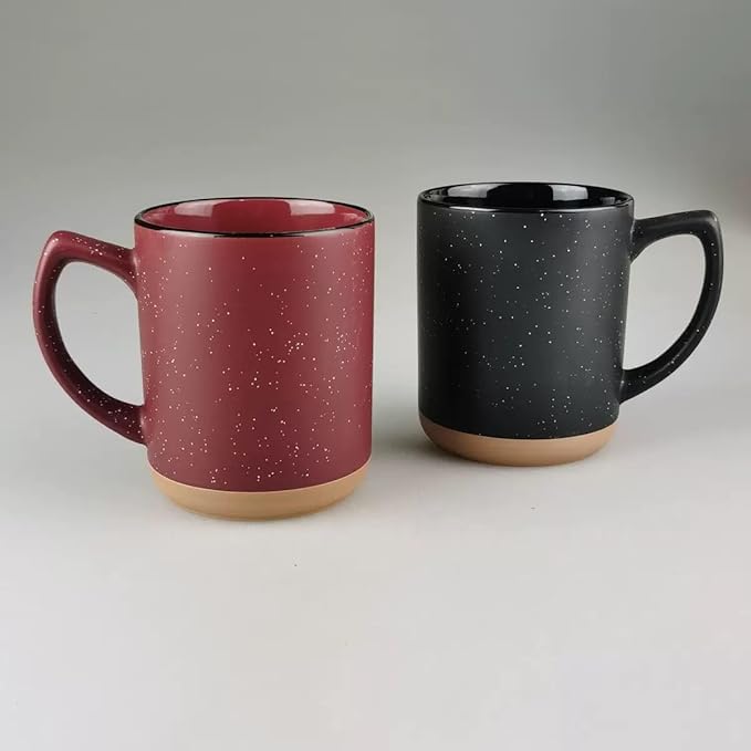 Black Diner Coffee Mugs Set of 4,11 Oz Ceramic Espresso Cups Set with Handle,Cup with Speckled for Children Boys Girls Women Men Gifts Microwave & Dishwasher Safe