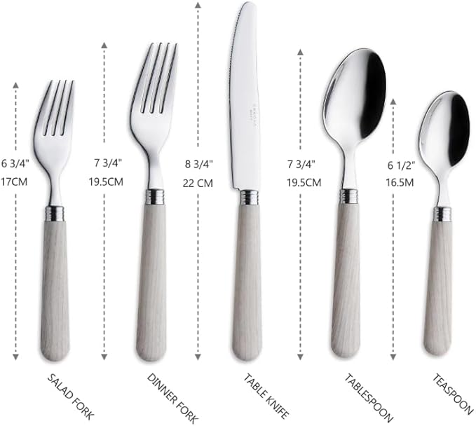 ANNOVA Silverware Set Stainless Steel Colorful Tableware Kitchen Flatware Set Utensils, Includes Dinner Knives, Forks, Spoons, Salad Forks & Dessert Spoons (Wood, 20 Pieces)