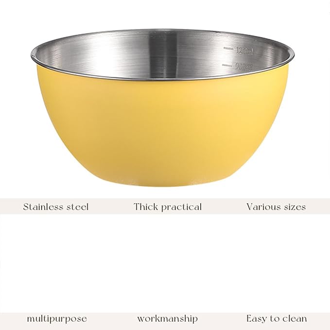 Stainless Steel Salad Bowls Set of 2 Mixing Bowl with Measurement Markings Snacks Bowls, 1.70 Quart Serving Bowls for Mixing, Cooking, Baking, Prepping and Home Kitchen Food Storage Bowls
