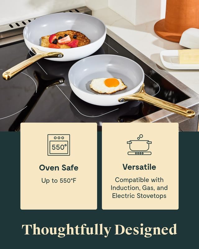 Caraway Nonstick Ceramic Mini Fry Pan (1.05 qt, 8") - Non Toxic, PTFE & PFOA Free - Oven Safe & Compatible with All Stovetops (Gas, Electric & Induction) - Cream