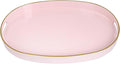 MAONAME Pink Decorative Tray, Oval Serving Tray with Handles, Plastic Trays for Coffee Table, Ottoman Trays for Living Room, Bathroom, 15.6" X 10.6" X 1.4"