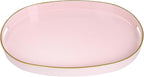 MAONAME Pink Decorative Tray, Oval Serving Tray with Handles, Plastic Trays for Coffee Table, Ottoman Trays for Living Room, Bathroom, 15.6" X 10.6" X 1.4"