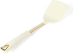 Martha Stewart Lockton 5-Piece Kitchen Tool Set – Stainless Steel & Nylon Cooking Utensils with Linen Handles and Gold Accents, Durable Heat-Resistant Kitchen Gadgets