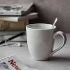 DOWAN Coffee Mugs, 17 Oz Coffee Mug Set of 6, Corrugated Tea Mugs (White)