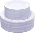 KIRE 120PCS White Plastic Plates - Heavy Duty White Disposable Plates for Party/Wedding - Include 60Pieces 10.25inch Dinner Plates - 60Pieces 7.5inch Dessert/Salad Plates