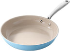 Redchef Ceramic Frying Pan Nonstick, Medium Skillet for Sautéing & Searing, Non-Toxic Cookware, Stay Cool Handle, Induction & Oven Safe Design, PTFE & PFAS & PFOA Free, Sea Salt Blue, 9.5 Inch