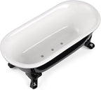 6.5" Ceramic Mini Decorative Clawfoot Bathtub Bar Soap Dish, Kitchen Sponge Holder and Shower Tray for Bathroom, 1 Pack(Black)