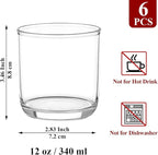 Kyraton Old Fashioned Whiskey Glasses Set of 6, PET Clear Plastic 11.5oz Heavy Duty Unbreakable Water Glasses Cup Tumbler Glassware for Beer, Milk, Scotch, Juice, Liquor Vodka, Bourbon, Cocktail.