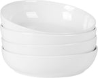 Gibson Home Zen Buffet 4-Piece 41oz Salad Bowls Porcelain Ceramic Chip and Scratch Resistant Pasta Bowl, Serving Bowls, Soup Bowls Set, Large Capacity, Dishwasher & Microwave Safe White