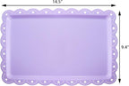 Set of 6 Plastic Serving Trays Food Tray - 14" x 9" Rectangle Serving Platter for Party Cafeteria Kitchen Restaurant , Small Flat Trays for Dessert Fruit Cookie Snack (6, Purple)