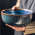 CSYY Salad Bowl 66 Oz, 8" Large Soup Bowls, Porcelain Round Serving Bowl Blue Decorative Bowl for Salad, Chip, Cereal, Fruits and Pasta (1pc)
