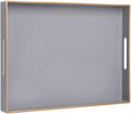 MAONAME Gray Serving Tray with Handles, Rectangular Decorative Tray, Modern Coffee Table Trays, Plastic Ottoman Trays for Bathroom, Decor, 15.7” x 11.8” x 1.57"