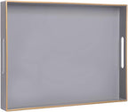MAONAME Gray Serving Tray with Handles, Rectangular Decorative Tray, Modern Coffee Table Trays, Plastic Ottoman Trays for Bathroom, Decor, 15.7” x 11.8” x 1.57"
