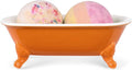 6.5" Ceramic Mini Decorative Clawfoot Bathtub Bar Soap Dish, Kitchen Sponge Holder and Shower Tray for Bathroom, 1 Pack(Tangerine)