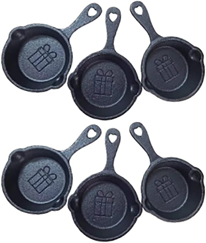 HAWOK Cast Iron Mini Skillet with wishing card gift bag DIA. 2.75 inch Set of 6 Black…