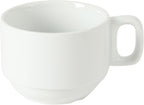 Gibson Home Gracious Dining 7-Ounce Cappuccino Cups Set of 4, Stackable Coffee Cups with 4 Saucers, Metal Stand, Coffee Mugs for Latte, Café, Mocha, Tea