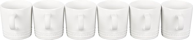 Le Creuset Stoneware Set of 6 London Mugs, 12 oz. Each, White