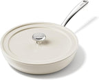 Redchef Ceramic Frying Pans Non Stick 9.5", 2.4QT Deep Saute Pan with Lid, Large Jumbo Cooker with Stay Cool Handle, Non Toxic Cooking Ceramic Pan, Induction Dishwasher Safe, PFOA & PFAS Free(Beige)