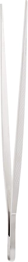 Mercer Culinary 18-8 Stainless Steel Precision Plus Chef Plating Tong, Straight,9-3/8 Inch