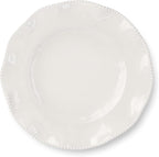 Perlette Off-White Beaded 12-Piece Dinnerware Set – Includes 4 Dinner Plates, 4 Salad Plates, 4 Bowls (7.5" x 2", 22 oz) – Elegant Unbreakable Melamine, Heavyweight, Perfect for Indoor/Outdoor Dining