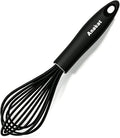 Anaeat 9" Silicone Balloon Whisk, Perfect for Non-Stick Cookware, Milk and Egg Beater Blender, Heat Resistant Kitchen Whisks for Whisking, Cooking, Baking, Beating, Frothing & Stirring (Black)